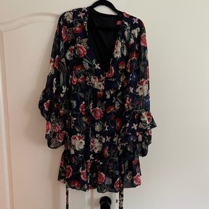 Betsey Johnson Floral Dress with Ruffle Sleeves